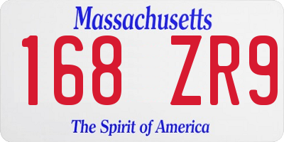 MA license plate 168ZR9