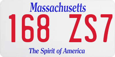 MA license plate 168ZS7