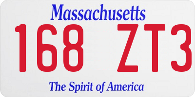 MA license plate 168ZT3