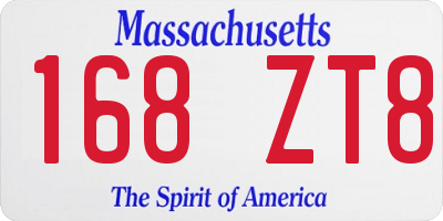 MA license plate 168ZT8