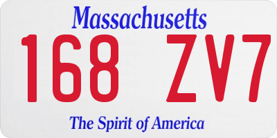 MA license plate 168ZV7