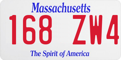 MA license plate 168ZW4