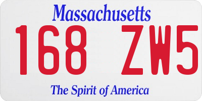 MA license plate 168ZW5