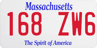 MA license plate 168ZW6