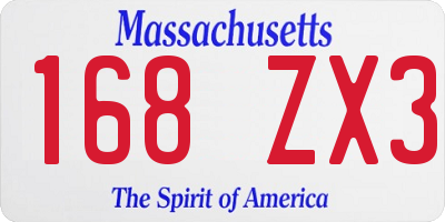 MA license plate 168ZX3