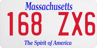 MA license plate 168ZX6