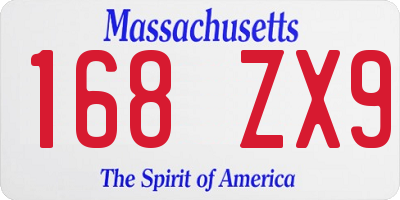 MA license plate 168ZX9
