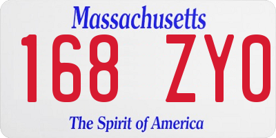 MA license plate 168ZY0