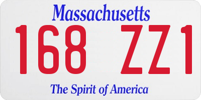 MA license plate 168ZZ1