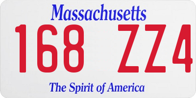 MA license plate 168ZZ4
