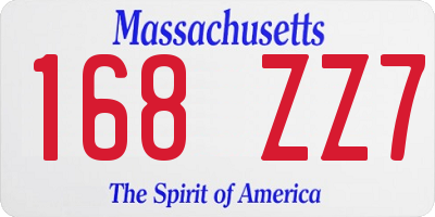 MA license plate 168ZZ7
