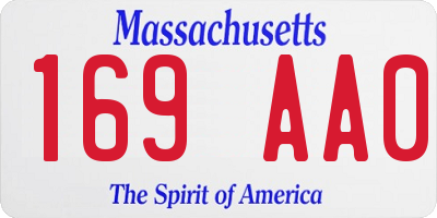 MA license plate 169AA0