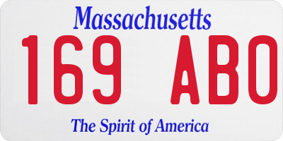 MA license plate 169AB0