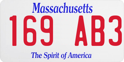 MA license plate 169AB3