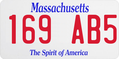 MA license plate 169AB5