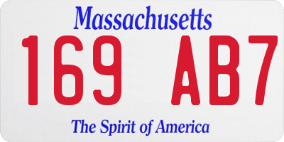 MA license plate 169AB7