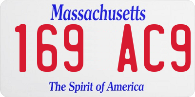 MA license plate 169AC9