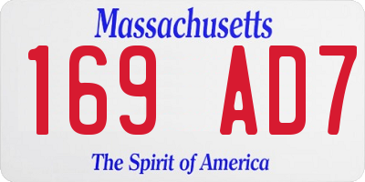 MA license plate 169AD7
