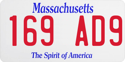 MA license plate 169AD9