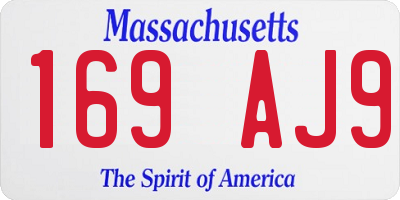 MA license plate 169AJ9