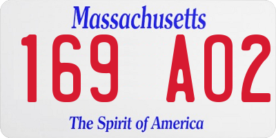 MA license plate 169AO2