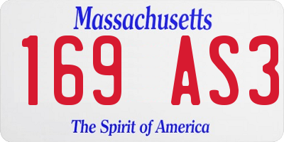 MA license plate 169AS3