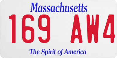 MA license plate 169AW4