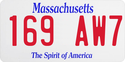 MA license plate 169AW7