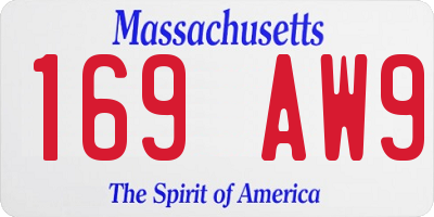 MA license plate 169AW9