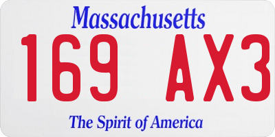 MA license plate 169AX3