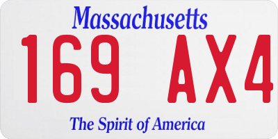 MA license plate 169AX4