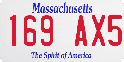 MA license plate 169AX5