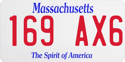 MA license plate 169AX6