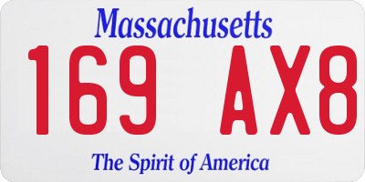 MA license plate 169AX8