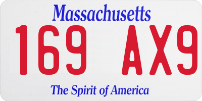 MA license plate 169AX9