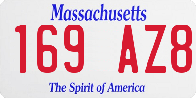 MA license plate 169AZ8
