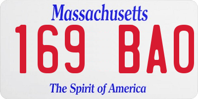 MA license plate 169BA0
