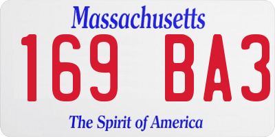 MA license plate 169BA3