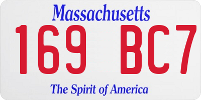 MA license plate 169BC7
