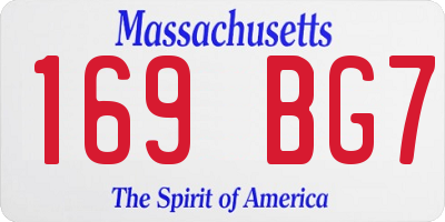 MA license plate 169BG7