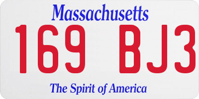 MA license plate 169BJ3