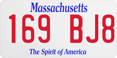 MA license plate 169BJ8