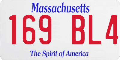 MA license plate 169BL4