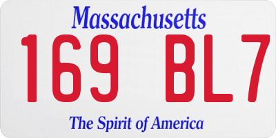 MA license plate 169BL7