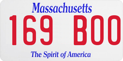 MA license plate 169BO0