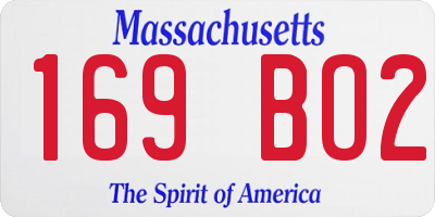 MA license plate 169BO2