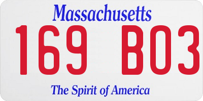 MA license plate 169BO3