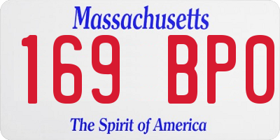 MA license plate 169BP0