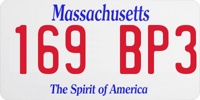 MA license plate 169BP3