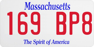 MA license plate 169BP8